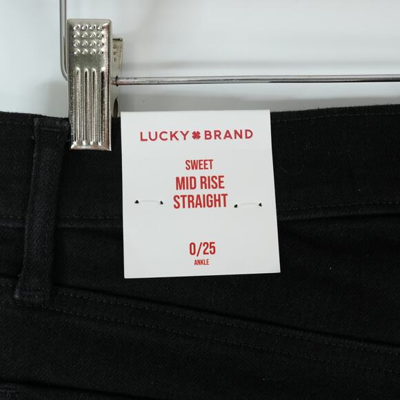 Lucky Brand Jeans Womens 0/25 (27x30.5) Black Sweet Mid Rise Straight Ankle New - Picture 6 of 16